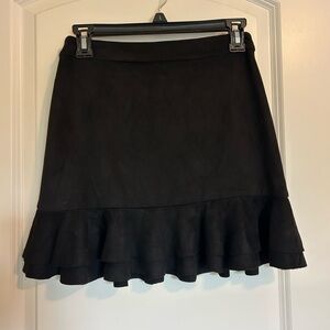 Dress Forum faux suede Black Mini Skirt with Ruffle Hem
